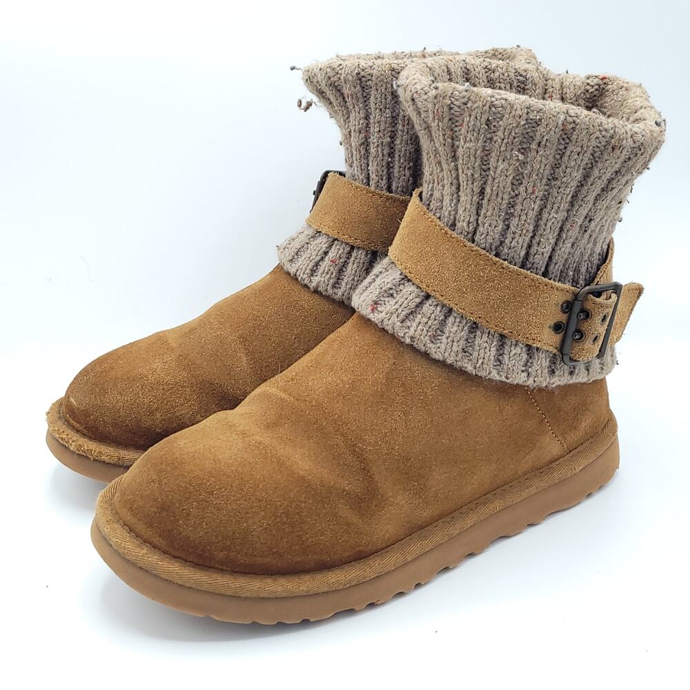 UGG Australia Cambridge Knit Suede Boots 1003175 Chestnut Brown Women’s Size 7